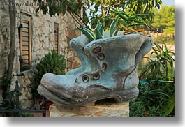 croatia, europe, horizontal, planter, punta kriza, shoes, photograph