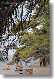 couples, croatia, europe, hiking, rab, trees, vertical, walking, water, photograph