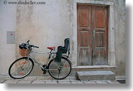 bicycles, croatia, doors, europe, horizontal, rab, woods, photograph