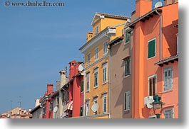 buildings, colorful, colors, croatia, europe, horizontal, perspective, rovinj, upview, photograph
