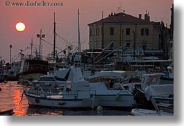 boats, croatia, europe, glow, harbor, horizontal, lights, nature, rovinj, sky, sun, sunsets, transportation, photograph