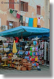 clothes, croatia, europe, hangings, huts, laundry, rovinj, trinkets, vertical, photograph