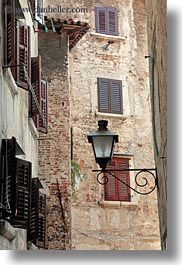 croatia, europe, lamp posts, rovinj, vertical, windows, photograph