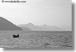 black and white, boats, croatia, europe, horizontal, men, sipan, photograph