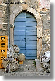 arches, blues, croatia, doors, europe, sipan, vertical, photograph