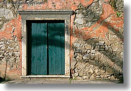 croatia, doors, europe, green, horizontal, sipan, stones, walls, photograph