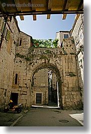archways, courtyard, croatia, diocletians palace, europe, split, vertical, photograph