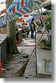 brooms, croatia, europe, market, split, umbrellas, vertical, photograph