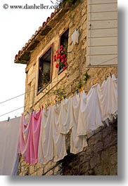 croatia, europe, hangings, laundry, perspective, trogir, upview, vertical, photograph