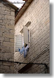croatia, europe, laundry, trogir, vertical, windows, photograph