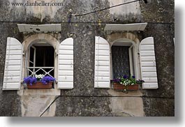 croatia, europe, flowers, horizontal, trogir, windows, photograph