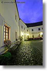 bohemia, courtyard, czech republic, europe, evening, slow exposure, vertical, photograph