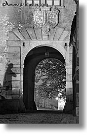 arches, black and white, castles, cesky krumlov, czech republic, europe, long exposure, tunnel, vertical, photograph