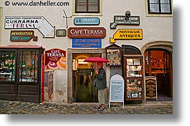 cafes, cesky krumlov, czech republic, europe, horizontal, shops, terasa, photograph