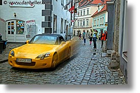 cesky krumlov, czech republic, europe, horizontal, porsch, speeding, streets, photograph
