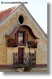 attic, balconies, buildings, czech republic, europe, prague, vertical, photograph