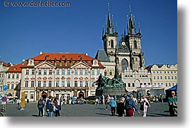 buildings, christian, churches, czech republic, europe, horizontal, prague, squares, tyn, tyn church, photograph
