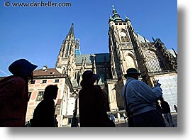 buildings, churches, czech republic, europe, horizontal, people, prague, silhouettes, photograph