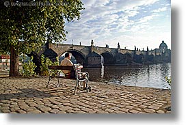 charles bridge, czech republic, europe, horizontal, morning, prague, reading, photograph