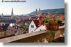 cityscapes, czech republic, europe, geraniums, horizontal, prague, photograph