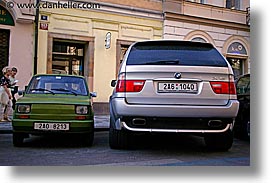 big, cars, czech republic, europe, horizontal, little, prague, streets, photograph
