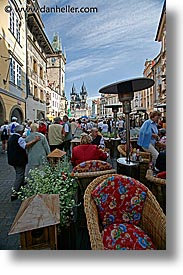 cafes, czech republic, europe, prague, seats, streets, vertical, photograph
