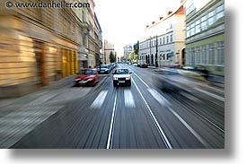 czech republic, europe, horizontal, motion, prague, slow exposure, streets, tracks, trains, photograph