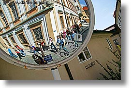 czech republic, europe, horizontal, mirrors, prague, round, streets, photograph