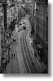 black and white, czech republic, europe, prague, streets, vertical, vodickova, photograph