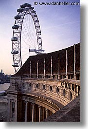 cities, countyhall, england, english, europe, ferris, ferris wheel, london, united kingdom, vertical, wheels, photograph