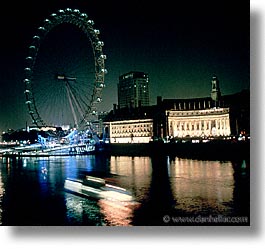 cities, england, english, europe, ferris, ferris wheel, london, nite, square format, united kingdom, wheels, photograph