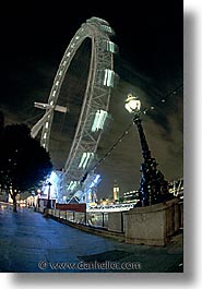 cities, england, english, europe, ferris, ferris wheel, london, nite, united kingdom, vertical, wheels, photograph