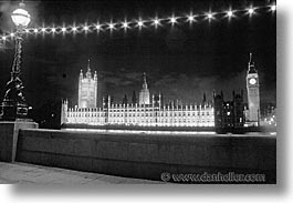 black and white, cities, england, english, europe, horizontal, london, nite, parliament, united kingdom, photograph