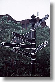 cities, directional, england, english, europe, london, signs, streets, united kingdom, vertical, photograph