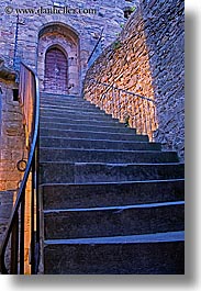 carcassonne, castles, europe, france, morning, stairs, vertical, photograph