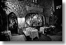 black and white, carcassonne, europe, france, horizontal, pizzaria, pizzeria, restaurants, photograph