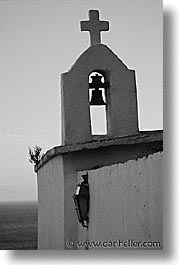bells, black and white, bonifacio, corsica, crosses, europe, france, towns, vertical, photograph