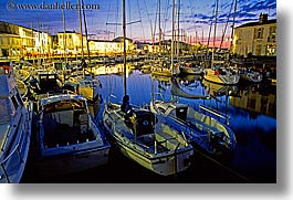 boats, dusk, europe, france, harbor, horizontal, ile de re, nite, water, photograph