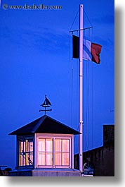 europe, flags, france, french, houses, ile de re, illuminated, vertical, photograph