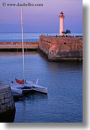 boats, europe, france, ile de re, lighthouses, sunsets, vertical, water, photograph
