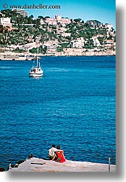 boats, couples, europe, france, nice, ocean, vertical, watching, photograph