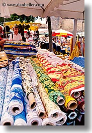 europe, fabrics, france, nice, rolled, vertical, photograph