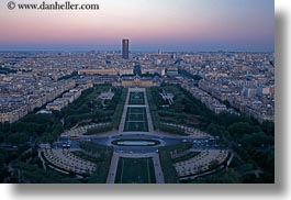 aerials, dusk, europe, france, horizontal, parc du champs de mars, paris, perspective, photograph