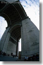 arc de triomphe, europe, fisheye, france, paris, perspective, upview, vertical, photograph
