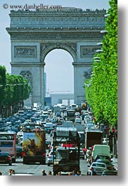 arc de triomphe, europe, france, paris, traffic, vertical, photograph