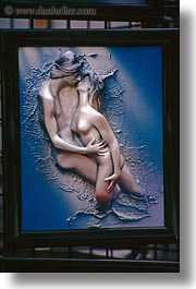 arts, europe, france, kissing, lovers, paintings, paris, relief, vertical, photograph