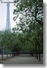 buildings, eiffel tower, europe, france, haze, hazy, paris, structures, towers, trees, vertical, photograph
