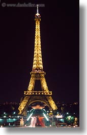 buildings, eiffel tower, europe, france, glow, light streaks, lights, nite, paris, structures, towers, traffic, vertical, photograph