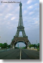 buildings, clouds, eiffel tower, europe, france, middle, nature, paris, sky, streets, structures, towers, vertical, photograph