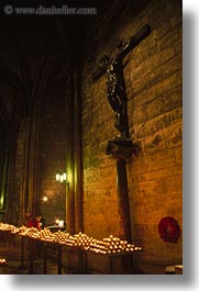 candles, crosses, europe, france, glow, lights, nite, notre dame, paris, vertical, photograph
